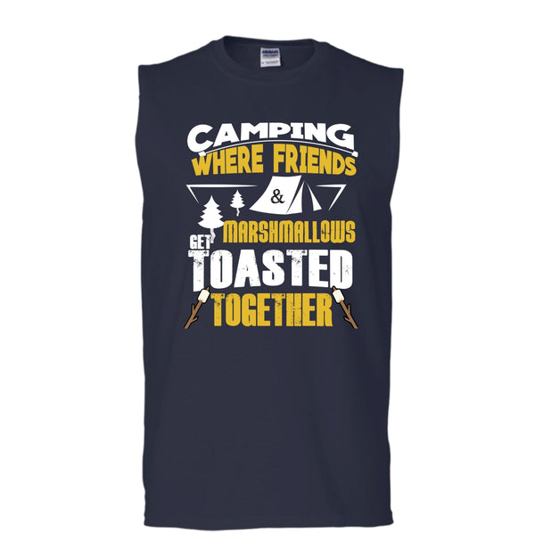 Camping T Shirt, where Friends Marshmalows Tank Top (Men's Cotton Sleeveless)