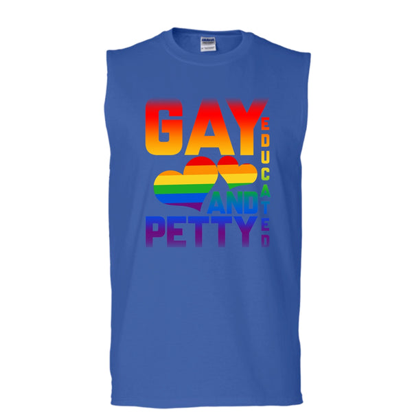 I Am A Gay T Shirt, Gay Educated And Petty Tank Top (Men's Cotton Sleeveless)