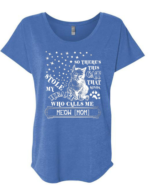 This Cat That Kinda Stole My Heart T Shirt, I Love Cats T Shirt, Cool Shirt (Ladies' Triblend Dolman Sleeve)