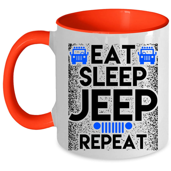 Awesome Jeep Coffee Mug, Eat Sleep Jeep Repeat Accent Mug