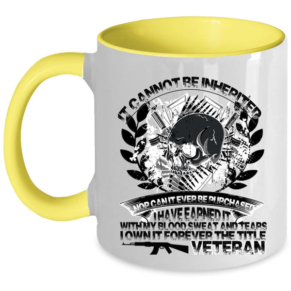 Cool Gift For Veteran Coffee Mug, The Title Veteran Accent Mug