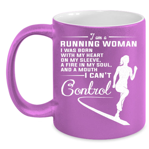 I Am A Running Woman Coffee Mug, I Was Born With My Heart On My Sleeve Coffee Cup