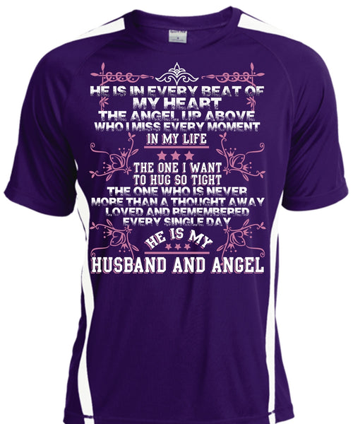 He Is My Husband And Angel T Shirt, Loved And Remembered T Shirt, Cool Shirt