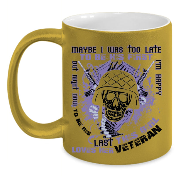 Cute Veteran's Wife Coffee Mug, This Girl Loves Her Veteran Accent Mug