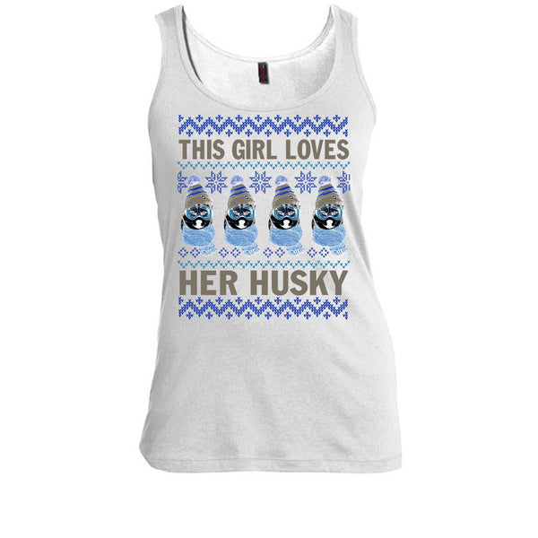 This Girl Loves Her Husky T Shirt, Husky Merry Christmas Tank Top