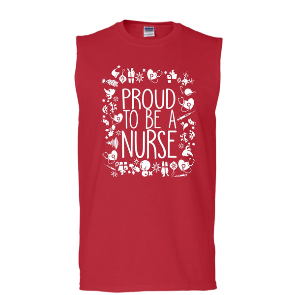 Proud To Be A Nurse T Shirt, Nurse Merry Christmas T Shirt, Cool T Shirt (Men's Cotton Sleeveless)