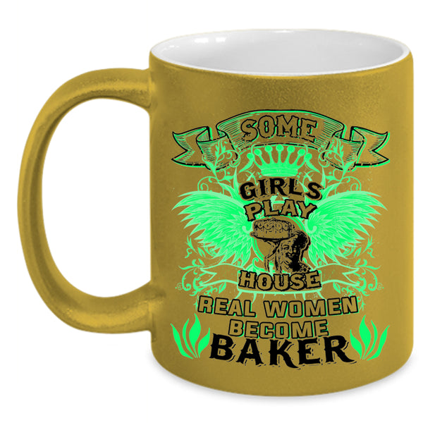 Beautiful Lady Coffee Mug, Real Women Become Baker Accent Mug