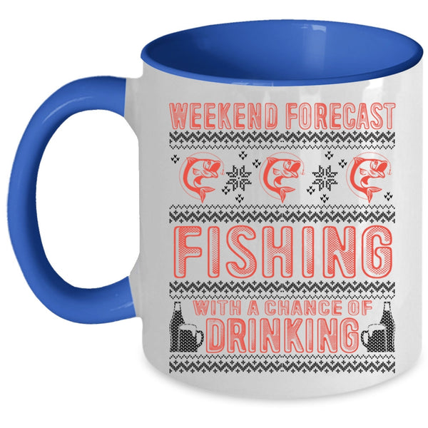 Chance Of Drinking Coffee Mug, Weekend Forecast Fishing Accent Mug