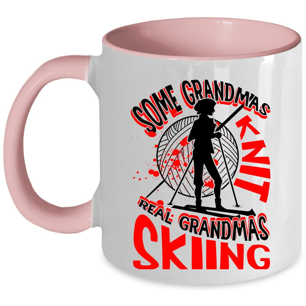 Real Grandmas Skiing Coffee Mug, Some Grandmas Knit Accent Mug