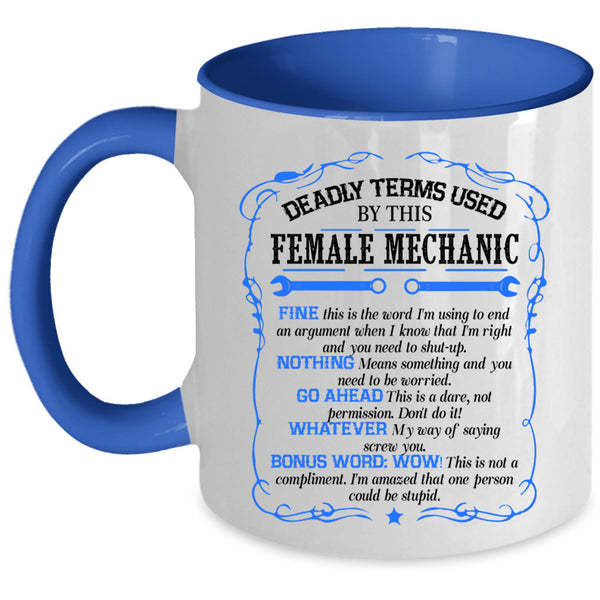 Cool Gift For Mom Coffee Mug, Female Mechanic Accent Mug