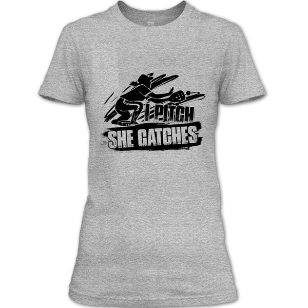 I Pitch She Catches T Shirt, Gift For Baseball Player T Shirt