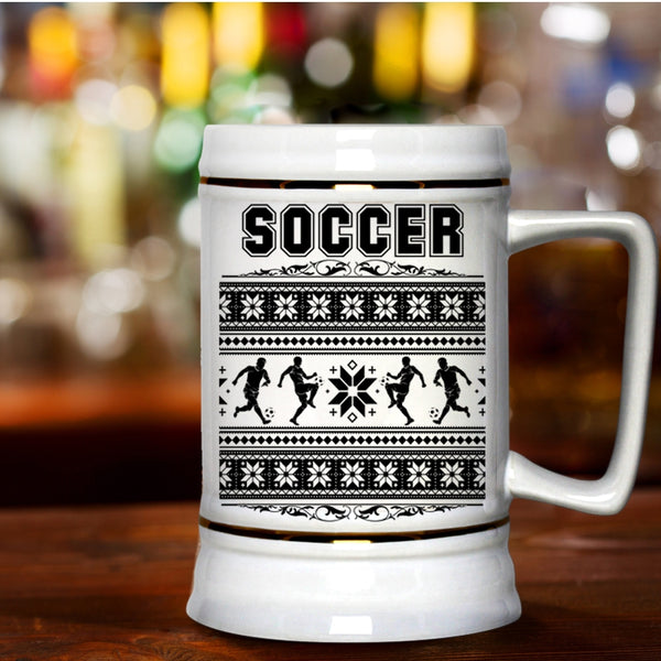 Noel Christmas Beer Stein 22oz, Cool Soccer Beer Mug