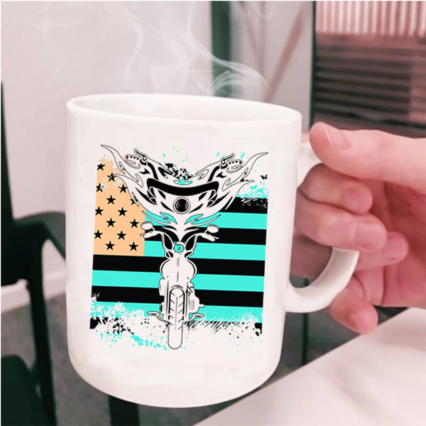 American Flag Coffee Mug, Cool Motorcycles Cup