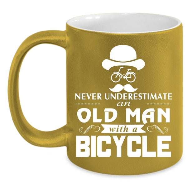 An Old Man With A Bicycle Coffee Mug, Cool Gift For Grandpas Coffee Cup