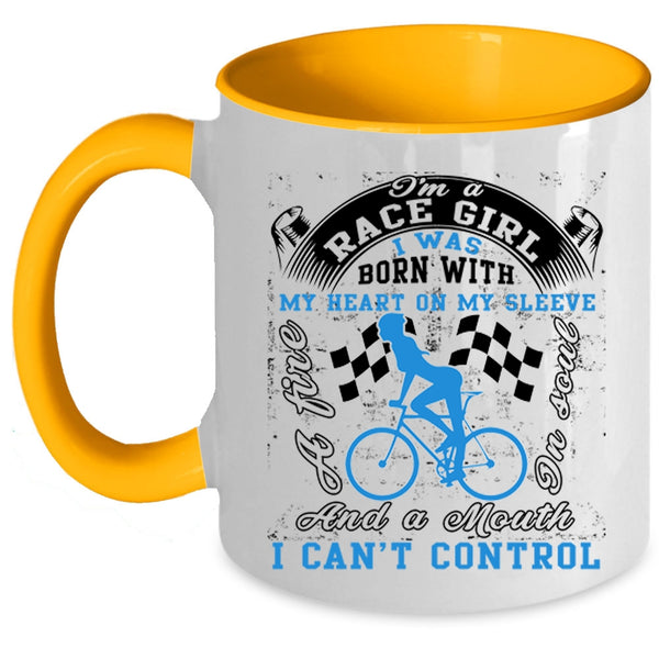 I Was Born With My Heart Coffee Mug, I'm A Race Girl Accent Mug