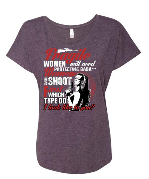 Women Will Shoot T Shirt, Being A Gunner T Shirt, Cool Shirt (Ladies' Triblend Dolman Sleeve)