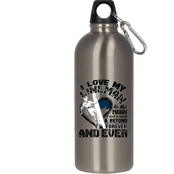 I Love My Lineman To The Moon And Back 20 oz Stainless Steel Bottle,I Love My Lineman Outdoor Sports Water Bottle
