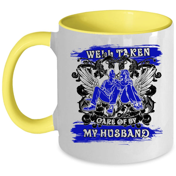 Awesome Wife Coffee Mug, Well Taken Care Of My Husband Accent Mug