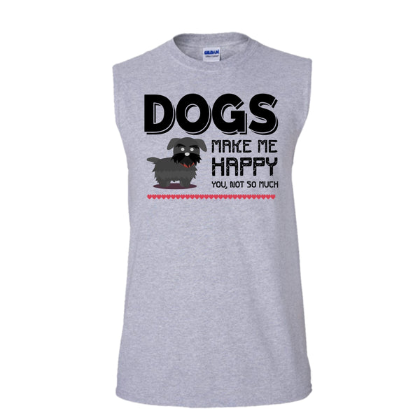 Dogs Make Me Happy You Not So Much Shirt, Cool Dogs Shirt (Men's Cotton Sleeveless)