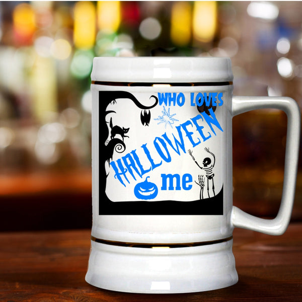 I Love Halloween Beer Stein 22oz, Who Loves Halloween Me Beer Mug