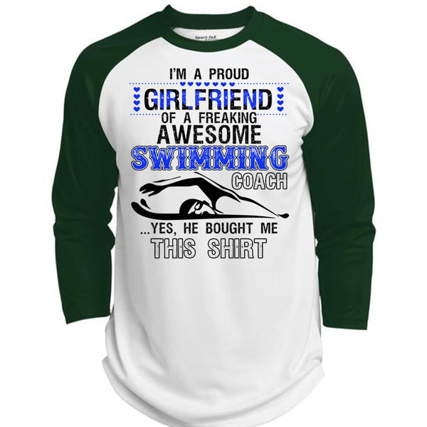 I'm A Proud Girlfriend T Shirt, I Love Swimming T Shirt, Awesome T-Shirts  (Polyester Game Baseball Jersey)