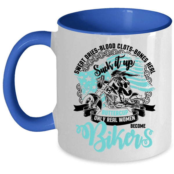 Awesome Women Coffee Mug, Only Real Women Become Bikers Accent Mug