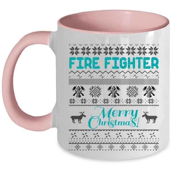 Merry Christmas Coffee Mug, Fire Fighter Accent Mug