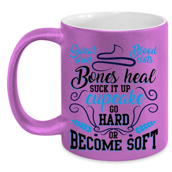 Funny Baking Coffee Mug, Cupcake Go Hard Or Become Soft Accent Mug