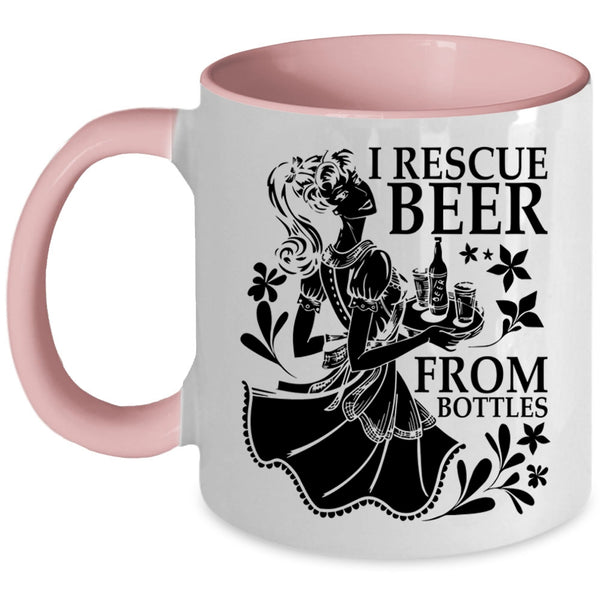 Cute Beer Drinker Coffee Mug, I Rescue Beer From Bottles Accent Mug