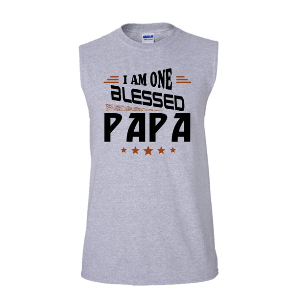 I Am One Blessed Papa Shirt, Father's Day Shirt (Men's Cotton Sleeveless)