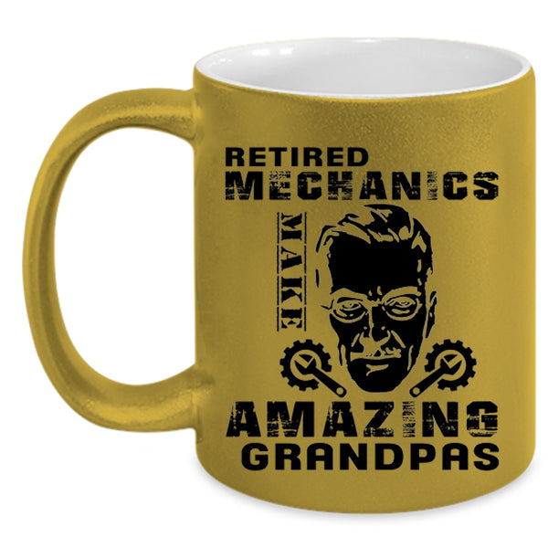 Cool Dad Coffee Mug, Retired Mechanics Make Amazing Grandpas Accent Mug