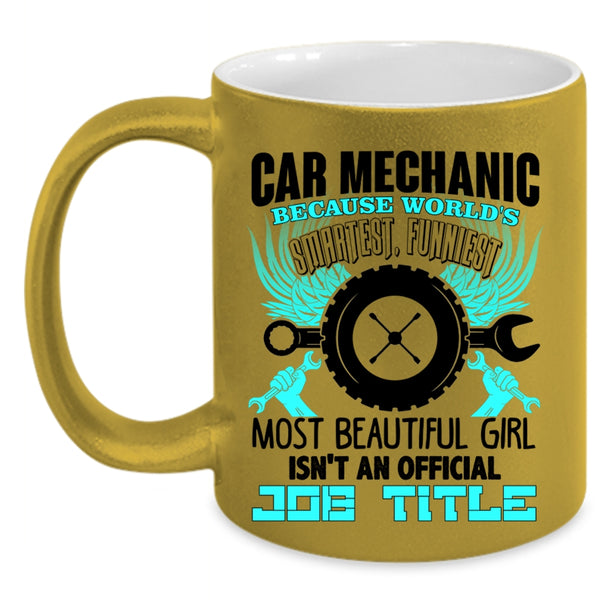 World's Smartest Girl Coffee Mug, Car Mechanic Accent Mug