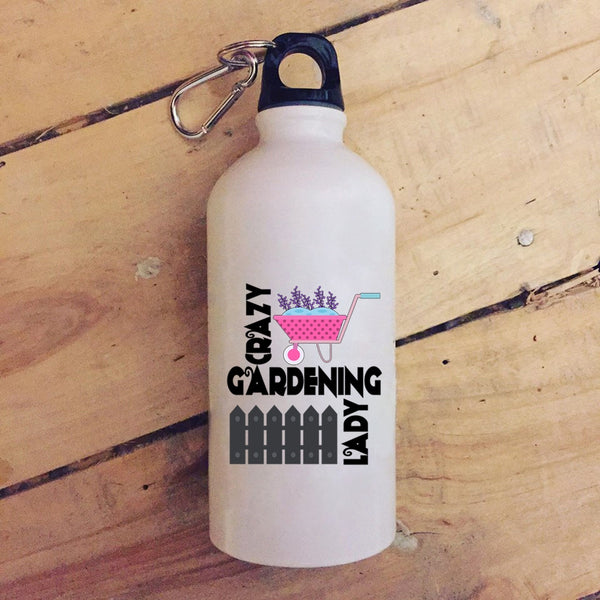 Crazy Gardening Lady 20 oz Stainless Steel Bottle,Funny Gift For My Wife Outdoor Sports Water Bottle