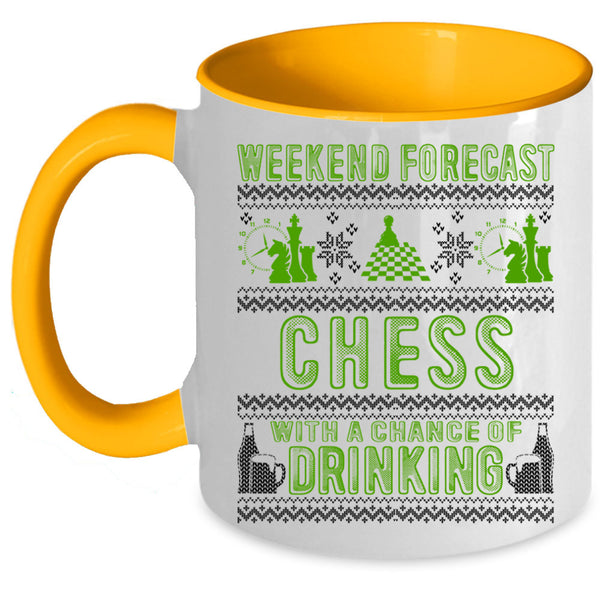 Chance Of Drinking Coffee Mug, Weekend Forecast Chess Accent Mug