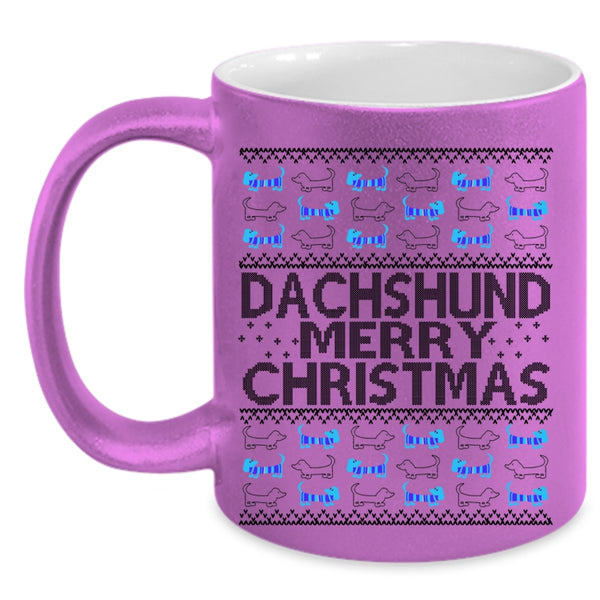 Merry Christmas Coffee Mug, Dachshund Accent Mug