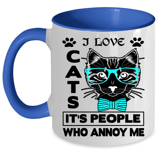 Cute Gift For Cat Lovers Coffee Mug, I Love Cats Accent Mug