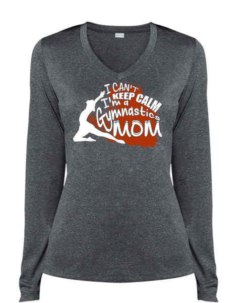 I'm A Gymnastics Mom T Shirt, Being A Mom T Shirt, Cool Shirt (Ladies LS Heather V-Neck)