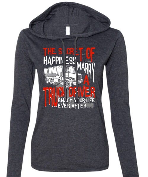 Marry A Truck Driver T Shirt, Being A Trucker T Shirt (Anvil Ladies Ringspun Hooded)