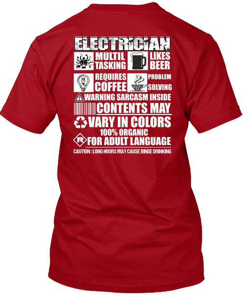 Electrician Multi-tasking T Shirt, Likes Beer T Shirt