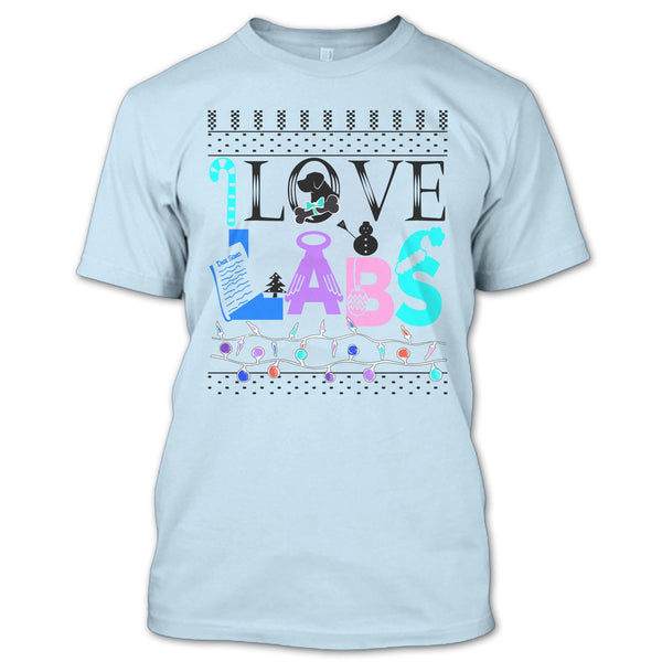 I Love Labs T Shirt, Dog Merry Christmas T Shirt