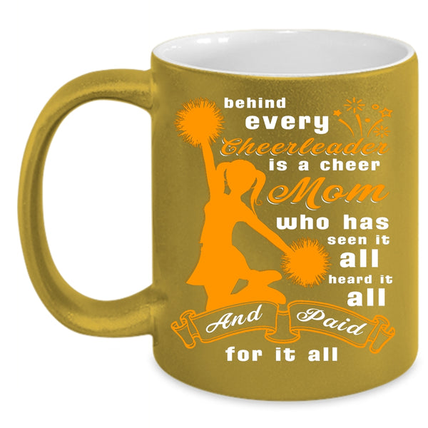 Behind Every Cheerleader Is A Cheer Mom Coffee Mug, Cool Mom Coffee Cup