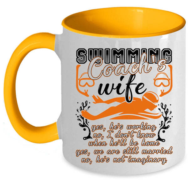 Cool Just Married Coffee Mug, Swimming Coach's Wife Accent Mug