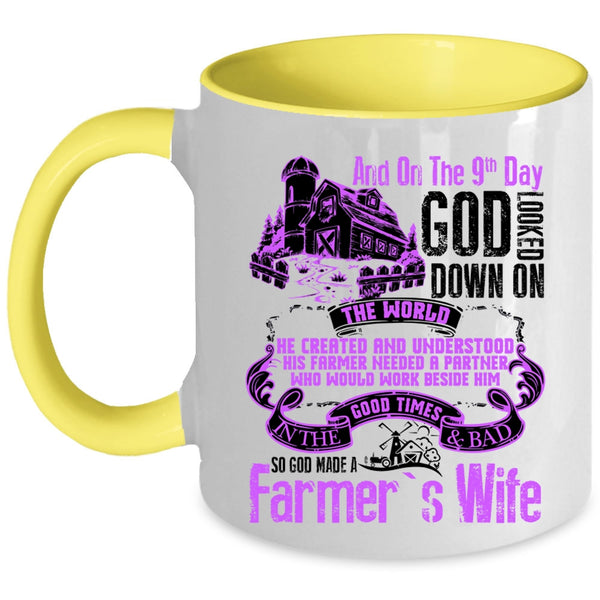 Funny Farmer's Wife Coffee Mug, On The 9th Day God Made A Farmer's Wife Accent Mug
