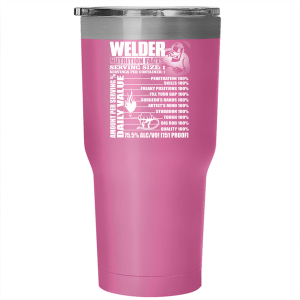 Welder Nutrition Facts Tumbler 30 oz Stainless Steel, Cool Gift For Welders Travel Mug