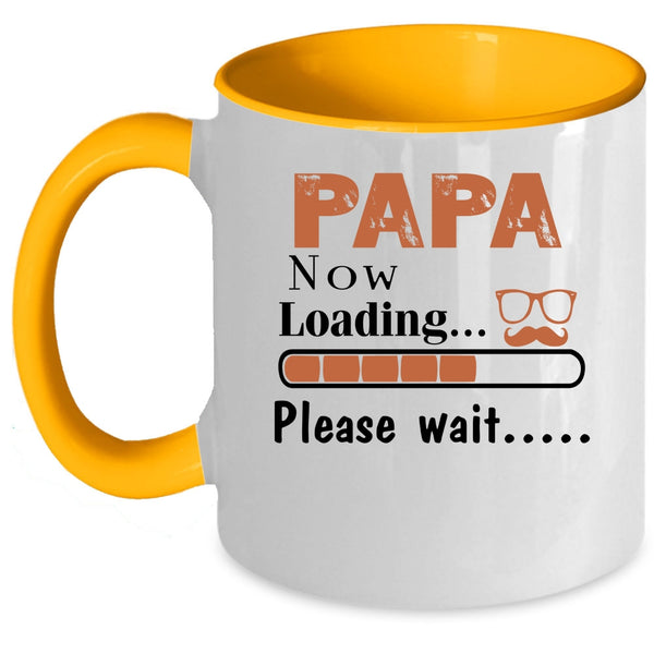 Cute Papa Coffee Mug, Papa Now Loading Please Wait Accent Mug