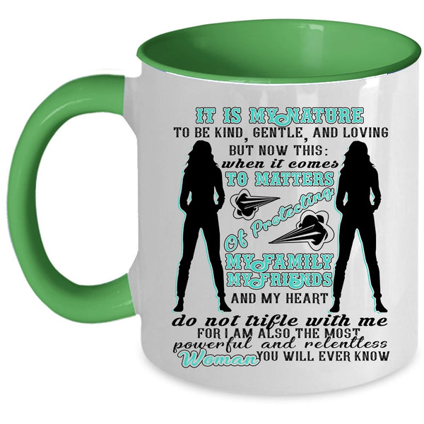 Cool Woman Coffee Mug, My Family My Friends And My Heart Accent Mug