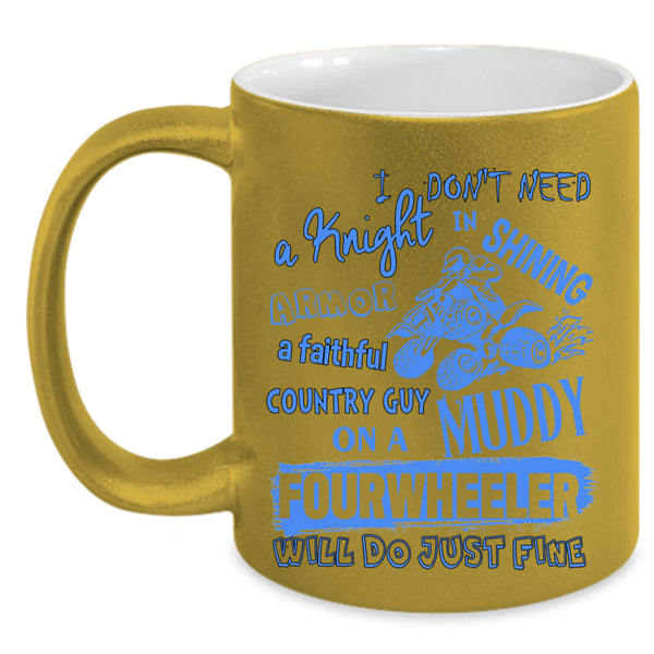 Country Guy Coffee Mug, Country Guy On A Muddy Fourwheeler Accent Mug
