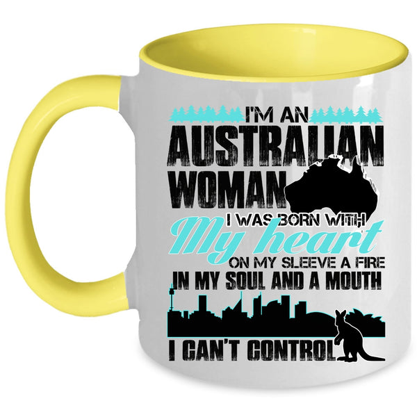 I Was Born With My Heart Coffee Mug, I'm An Australian Woman Accent Mug