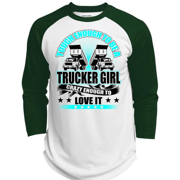 Tough Enough To Be A Trucker Girl T Shirt, I Love Trucker T Shirt, Awesome T-Shirts  (Polyester Game Baseball Jersey)