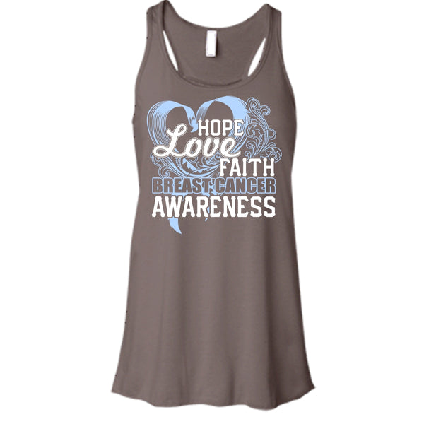 Hope Love Faith T Shirt, Breast Cancer Awareness Tank Top